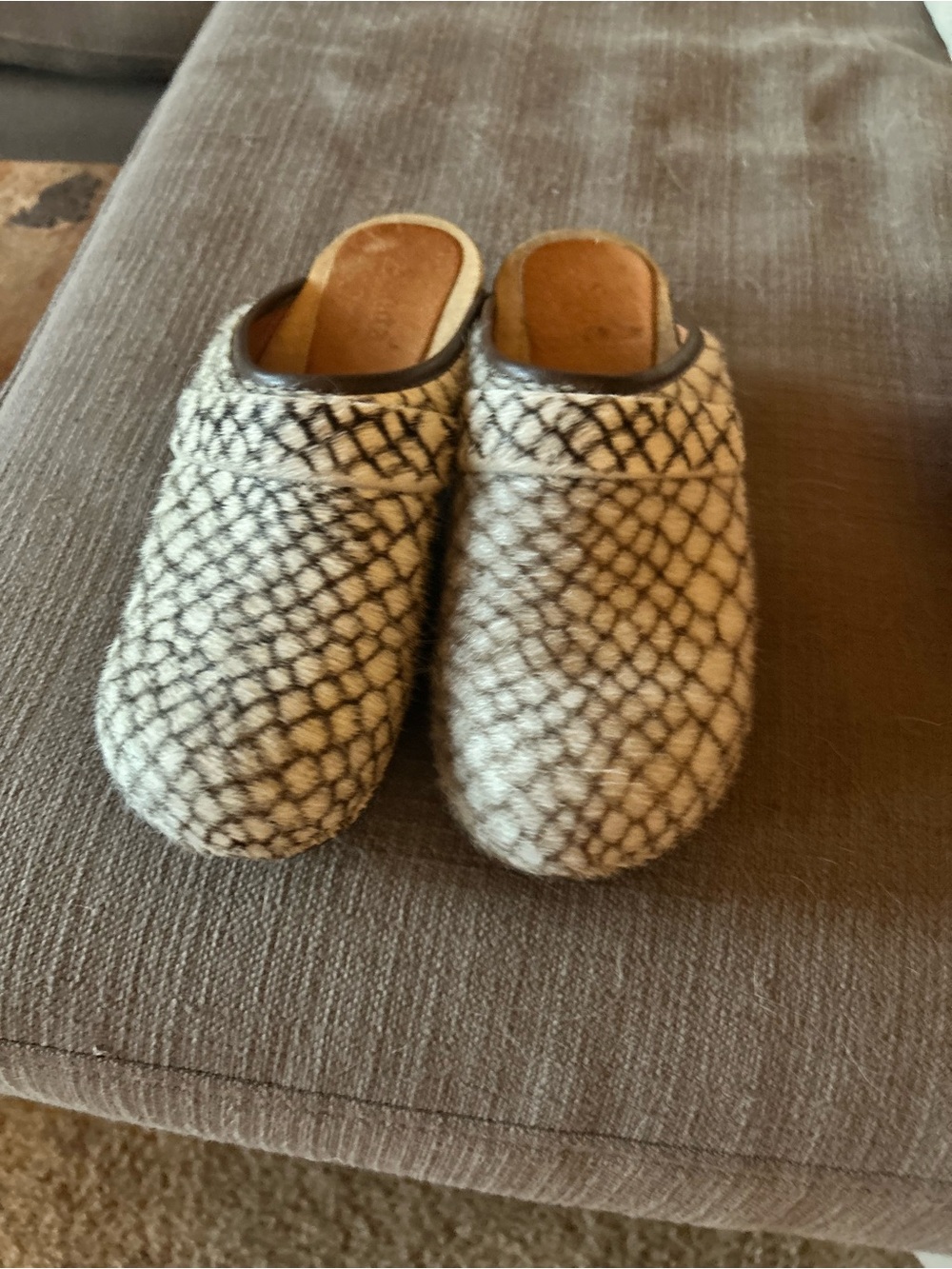 Sanita mule clogs EUR 37 - calf hair beige brown pattern